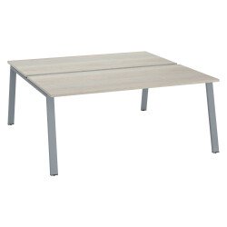 Pôle de 2 bureaux droits chêne gris L 180 x P 80 cm piétement métal - Arch