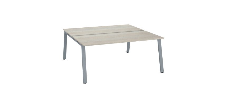 Pôle de 2 bureaux droits chêne gris L 180 x P 80 cm piétement métal - Arch