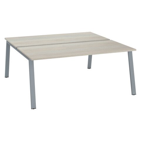 Conjunto de 2 mesas Ecla roble gris An 180 x Fon 80 cm patas metal aluminio - elemento inicial