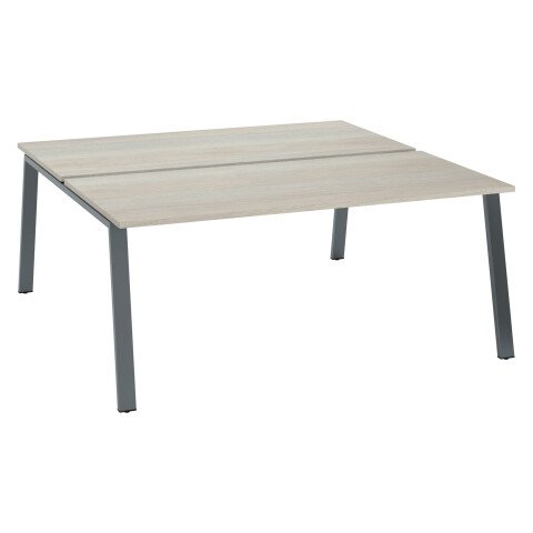 Conjunto de 2 mesas Ecla roble gris An 180 x Fon 80 cm patas metal antracitas - elemento inicial
