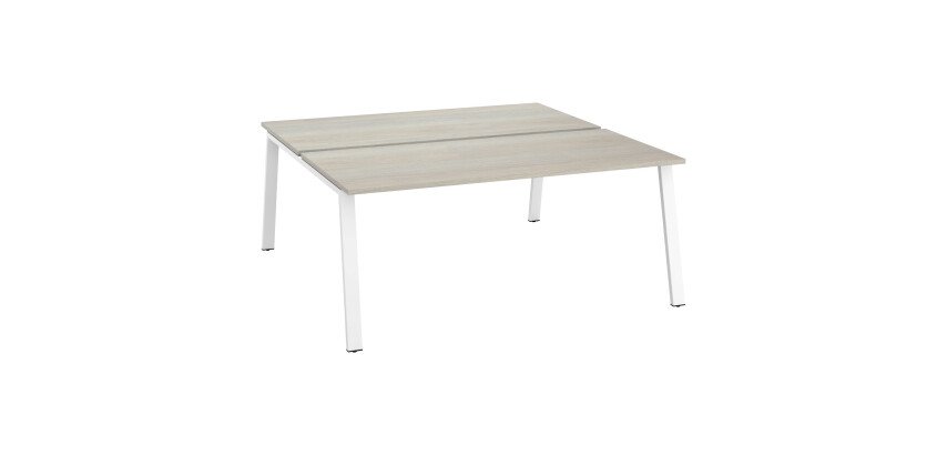 Pôle de 2 bureaux droits chêne gris L 180 x P 80 cm piétement métal - Arch