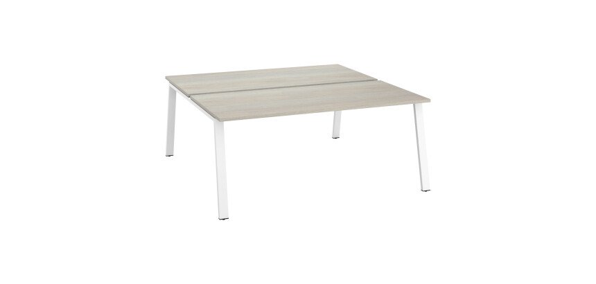 Pôle de 2 bureaux droits chêne gris L 180 x P 80 cm piétement métal - Arch