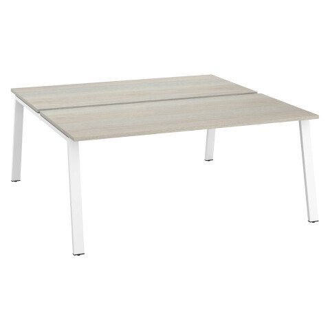 Conjunto de 2 mesas Ecla roble gris An 180 x Fon 80 cm patas metal blancas - elemento inicial