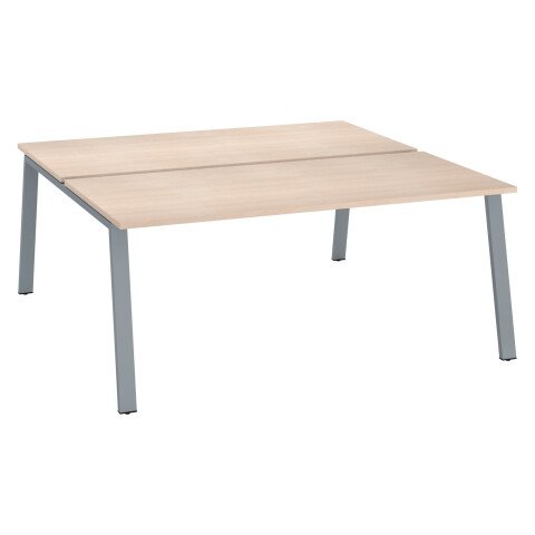 Conjunto de 2 mesas Ecla roble claro An 180 x Fon 80 cm patas metal aluminio - elemento inicial