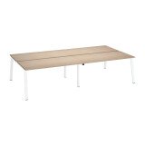 Pôle de 4 bureaux droits chêne clair L 160 x P 80 cm, piétement métal - Arch
