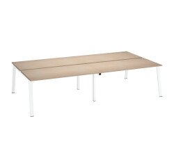 Pôle de 4 bureaux chêne clair L 320 x P 166 cm piètement métal - Arch
