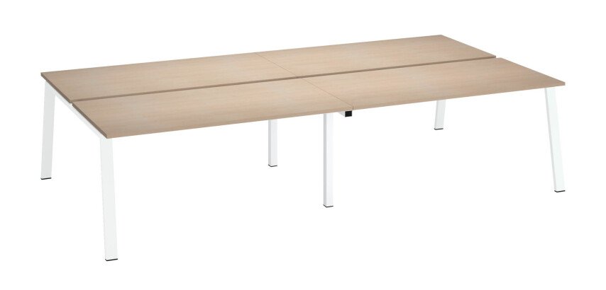 Pôle de 4 bureaux chêne clair L 320 x P 166 cm piètement métal - Arch