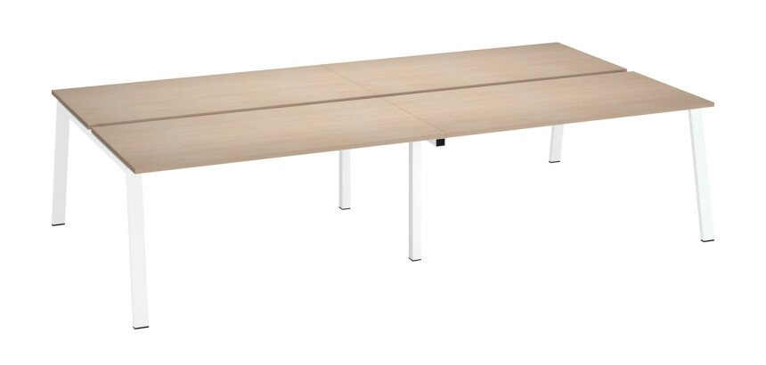 Pôle de 4 bureaux chêne clair L 320 x P 166 cm piètement métal - Arch