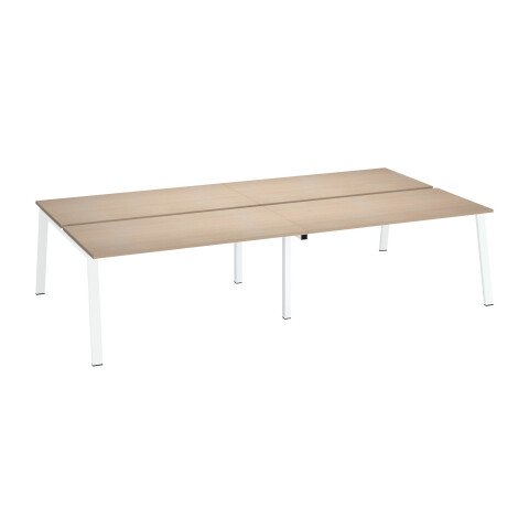 Conjunto de 4 mesas Ecla roble claro An 160 x Fon 80 cm patas metal blancas