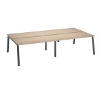 Pack Bürostange mit 4 Büros Ecla L 160 x T 80 cm Anthrazit-Metallbeine + Gratis-Platinen für Schiebeplatten