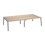 Pôle de 4 bureaux droits chêne clair L 160 x P 80 cm, piétement métal - Arch
