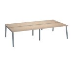 Pôle de 4 bureaux chêne clair L 320 x P 166 cm piètement métal - Arch