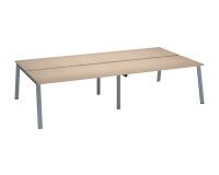 Pôle de 4 bureaux chêne clair L 320 x P 166 cm piètement métal - Arch