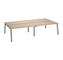 Pôle de 4 bureaux chêne clair L 320 x P 166 cm piètement métal - Arch