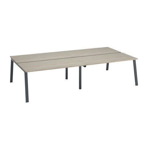 Conjunto de 4 mesas Ecla roble gris An 160 x Fon 80 cm patas metal antracita