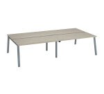 Pôle de 4 bureaux droits chêne gris L 320 x P 166 cm, piétement métal - Arch