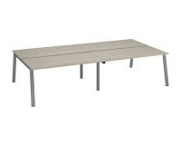 Pôle de 4 bureaux droits chêne gris L 160 x P 80 cm, piétement métal - Arch