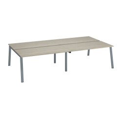 Pôle de 4 bureaux droits chêne gris L 320 x P 166 cm, piétement métal - Arch