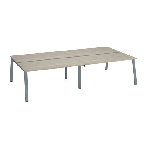 Conjunto de 4 mesas Ecla roble gris An 160 x Fon 80 cm patas metal aluminio