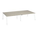 Pôle de 4 bureaux droits chêne gris L 320 x P 166 cm, piétement métal - Arch