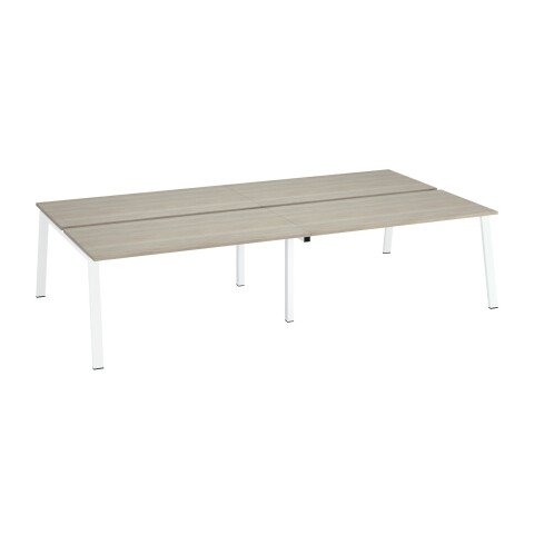Conjunto de 4 mesas Ecla roble gris An 160 x Fon 80 cm patas metal blancas