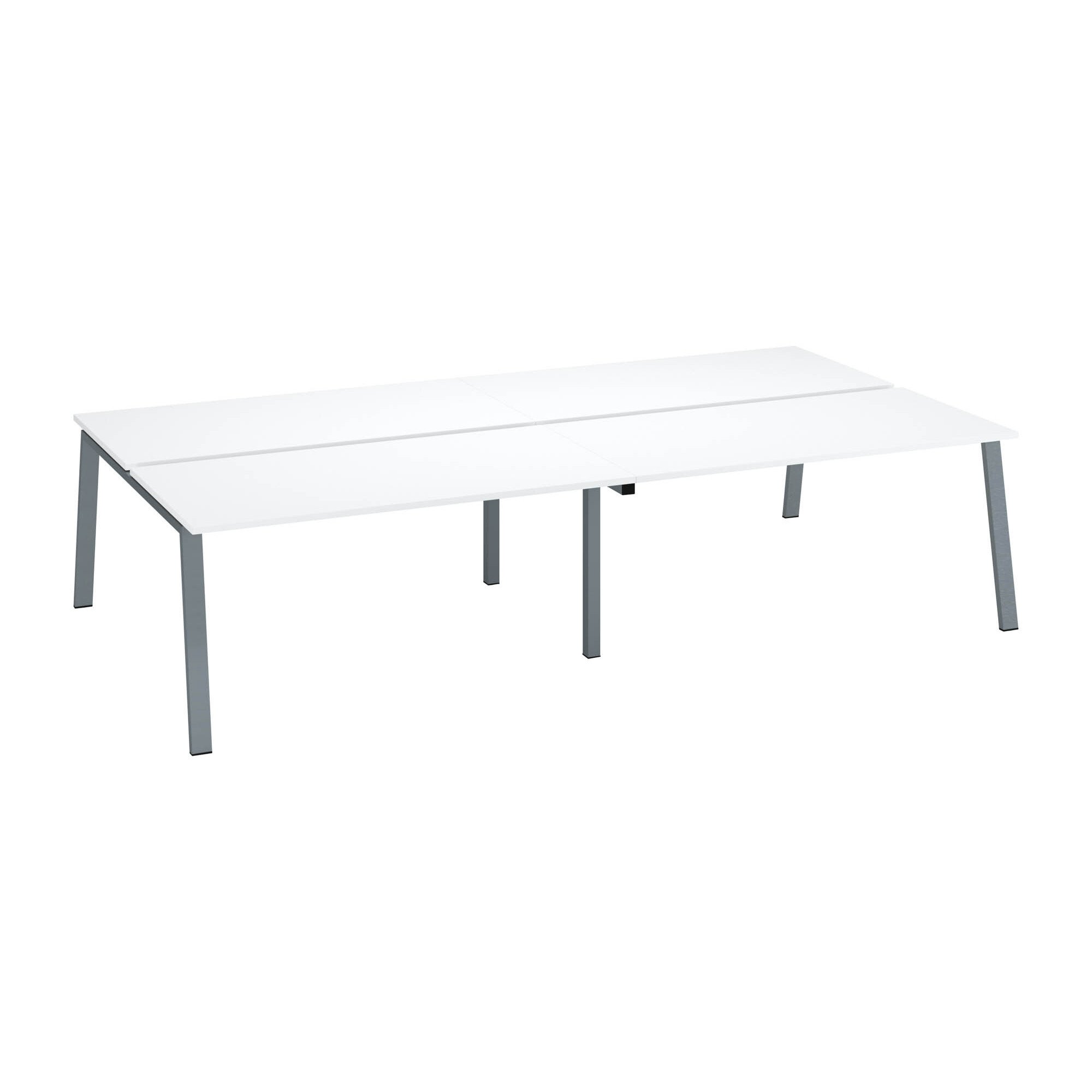 Pôle de 4 bureaux droits blanc L 160 x P 80 cm, piétement métal - Arch