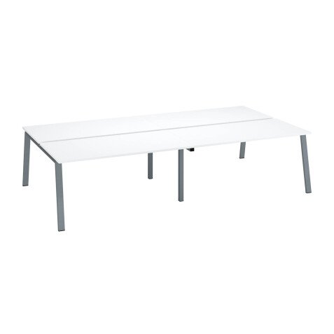 Pôle de 4 bureaux droits blanc L 160 x P 80 cm, piétement métal - Arch