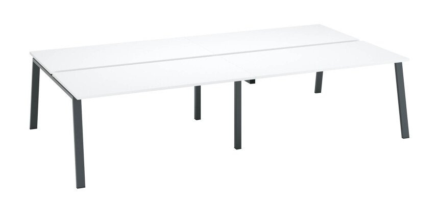 Pôle de 4 bureaux blanc L 320 x P 166 cm piètement métal - Arch