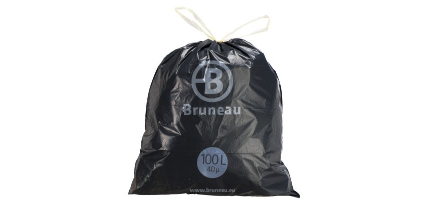 Sac poubelle 100 litres Qualité supérieure à liens coulissants Bruneau gris - 100 sacs