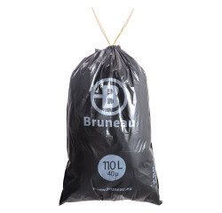 Müllsack 110 Liter Hohe Qualität mit Zugbändern Bruneau in Grau - 100 Säcke