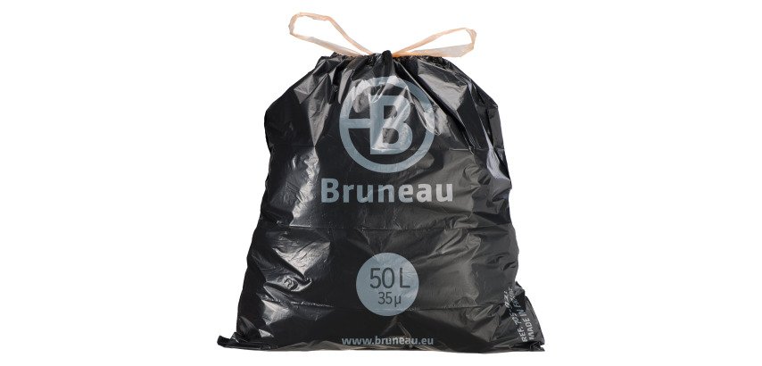 Sacchi spazzatura 50 litri con lacci scorrevoli Bruneau grigi - 100 sacchi