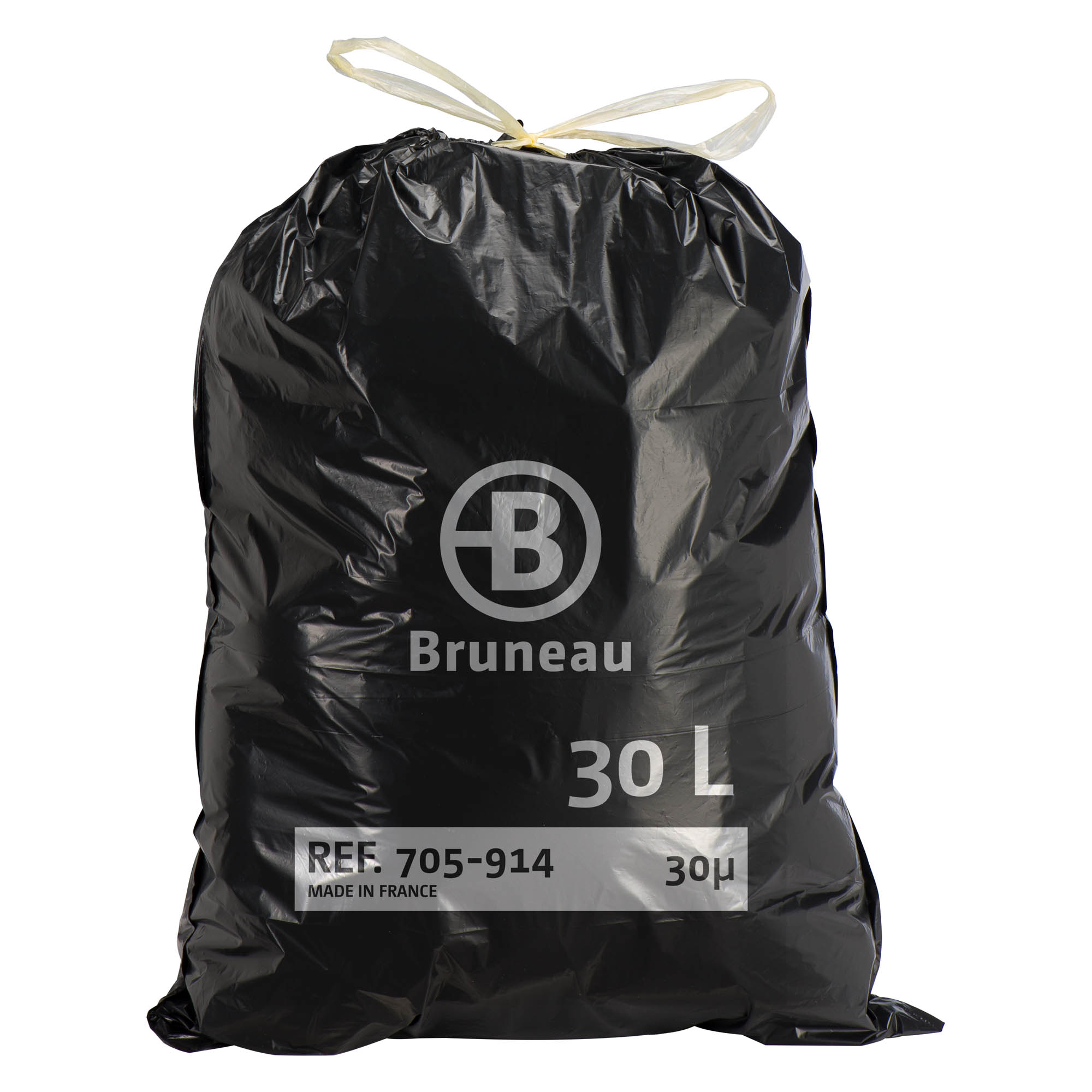 Sacchi spazzatura 30 litri con lacci scorrevoli Bruneau grigi - 100 sacchi  su