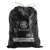 Sac poubelle 30 litres Qualité supérieure à liens coulissants Bruneau gris - 100 sacs