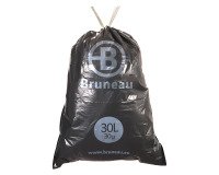 Sac poubelle 30 litres Qualité supérieure à liens coulissants Bruneau gris - 100 sacs