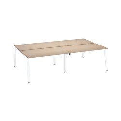 Pôle de 4 bureaux droits chêne clair L 140 x P 80 cm piétement métal - Arch