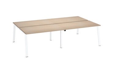 Pack pole de 4 bureaux Ecla L 140 x P 80 cm  piètement métal blanc + platines pour plateaux coulissants offerts