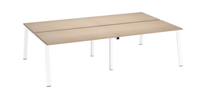 Pôle de 4 bureaux chêne clair L 280 x P 166 cm piètement métal - Arch