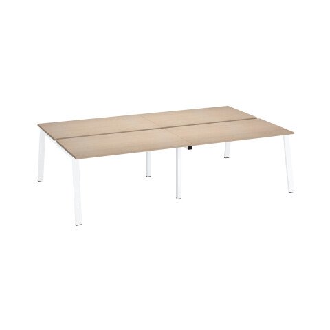 Conjunto de 4 mesas Ecla roble claro An 140 x Fon 80 cm patas metal blancas
