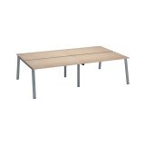 Pôle de 4 bureaux droits chêne clair L 140 x P 80 cm piétement métal - Arch