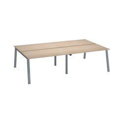 Pôle de 4 bureaux droits chêne clair L 140 x P 80 cm piétement métal - Arch