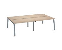 Pôle de 4 bureaux droits chêne clair L 140 x P 80 cm piétement métal - Arch