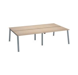 Pôle de 4 bureaux chêne clair L 280 x P 166 cm piètement métal - Arch