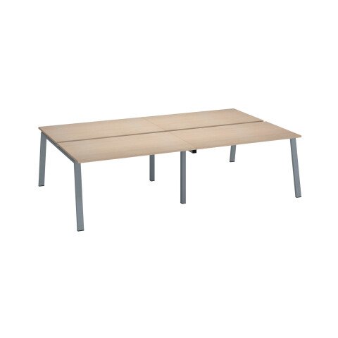 Conjunto de 4 mesas Ecla roble claro An 140 x Fon 80 cm patas metal aluminio