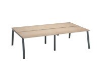 Pôle de 4 bureaux droits chêne clair L 140 x P 80 cm piétement métal - Arch