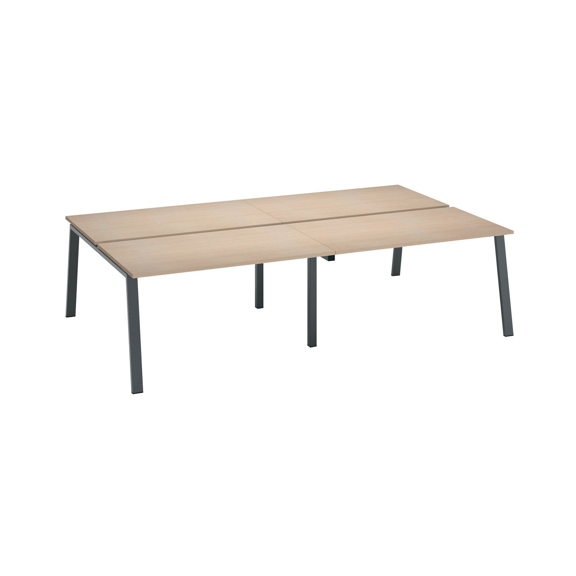Pôle de 4 bureaux droits chêne clair L 140 x P 80 cm piétement métal - Arch