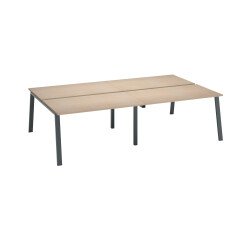 Pôle de 4 bureaux chêne clair L 280 x P 166 cm piètement métal - Arch