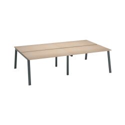 Pôle de 4 bureaux droits chêne clair L 140 x P 80 cm piétement métal - Arch