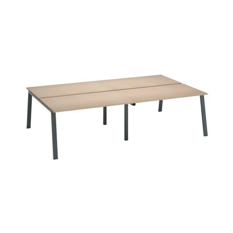 Pôle de 4 bureaux droits chêne clair L 140 x P 80 cm piétement métal - Arch
