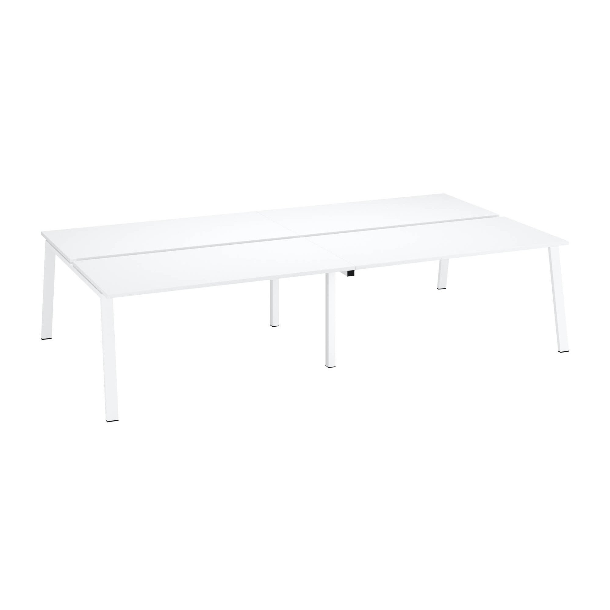 Pôle de 4 bureaux droits blanc L 160 x P 80 cm, piétement métal - Arch