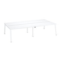Pôle de 4 bureaux droits blanc L 160 x P 80 cm, piétement métal - Arch